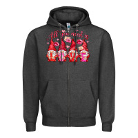 Charcoal Heather all you need is love Zipper Hoodie - NancyCooperArtShop