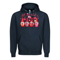 Navy all you need is love Zipper Hoodie - NancyCooperArtShop