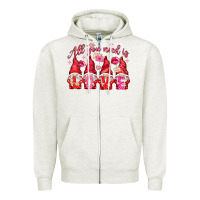 Oatmeal Heather all you need is love Zipper Hoodie - NancyCooperArtShop