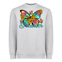 Heather Grey dreamer with Butterfly and sunflowers Heavyweight Sweatshirt - Artiststas