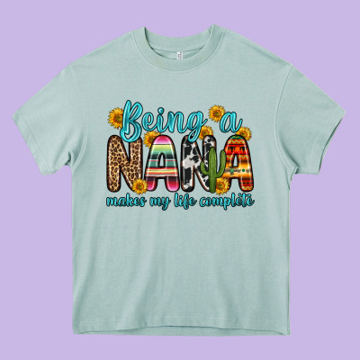 Being A Nana Makes My Life Complete Heavy Core Tee Designed By Zillion Design Studio
