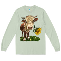 Matcha hereford heifer with sunflower Long Sleeve Tee - LillyAllenDesigns