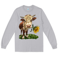 Moon Dust hereford heifer with sunflower Long Sleeve Tee - LillyAllenDesigns