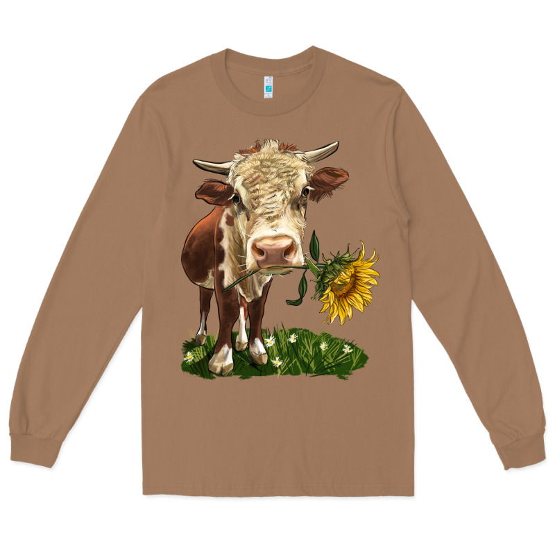 Hereford Heifer With Sunflower Long Sleeve Tee by LillyAllenDesigns | Teevron