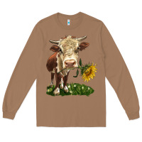 Toasted Coconut hereford heifer with sunflower Long Sleeve Tee - LillyAllenDesigns