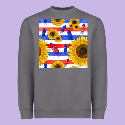 Patriotic Sunflowers Heavyweight Sweatshirt Designed By Bundleandbundleshop