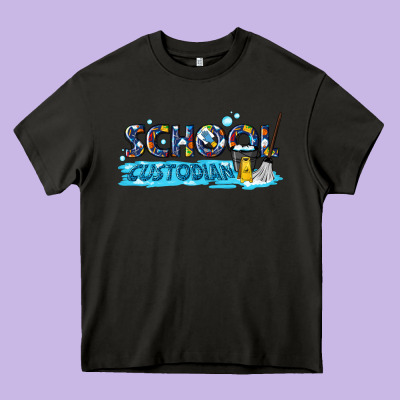 School Custodian Heavy Core Tee Designed By Texasbilliewilder