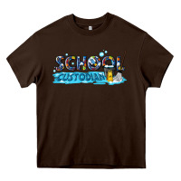 Chocolate Brown school custodian Heavy Core Tee - texasbilliewilder