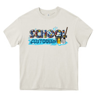 Cream school custodian Heavy Core Tee - texasbilliewilder