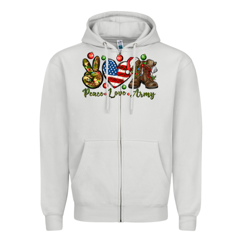 Peace Love Army Christmas Zipper Hoodie by NancyCooperArtShop | Teevron