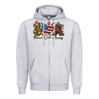 Heather Grey peace love army christmas Zipper Hoodie - NancyCooperArtShop