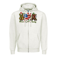 Oatmeal Heather peace love army christmas Zipper Hoodie - NancyCooperArtShop