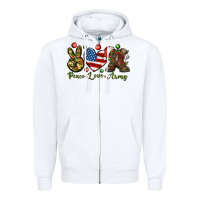 White peace love army christmas Zipper Hoodie - NancyCooperArtShop