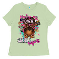 Minding My Own Small Business Afro Messy Bun Ladies Tee | Teevron