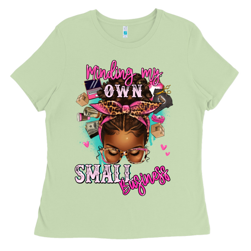 Minding My Own Small Business Afro Messy Bun Ladies Tee by texasbilliewilder | Teevron