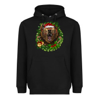 Black christmas bear  wreath Heavyweight Hoodie - BarkalooDesign