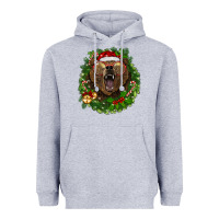 Heather Grey christmas bear  wreath Heavyweight Hoodie - BarkalooDesign