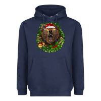 Navy christmas bear  wreath Heavyweight Hoodie - BarkalooDesign