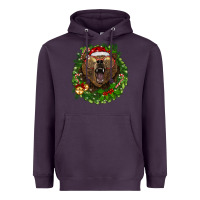 Plum christmas bear  wreath Heavyweight Hoodie - BarkalooDesign