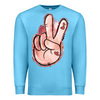 Ocean Blue Floral Argyle Peace Sign Premium Sweatshirt - Jasminsmagicworld