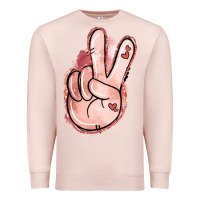 Pale Pink Floral Argyle Peace Sign Premium Sweatshirt - Jasminsmagicworld