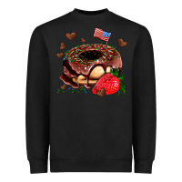 Black donut strawberry and usa flag Heavyweight Sweatshirt - AdoDesignShop