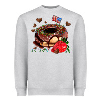 Heather Grey donut strawberry and usa flag Heavyweight Sweatshirt - AdoDesignShop