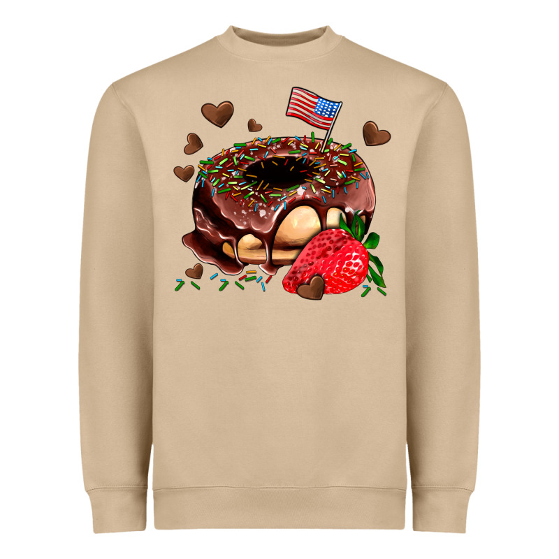 Donut Strawberry And Usa Flag Heavyweight Sweatshirt by AdoDesignShop | Teevron