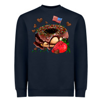 Navy donut strawberry and usa flag Heavyweight Sweatshirt - AdoDesignShop