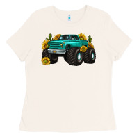 Bone monster truck with sunflower western Ladies Tee - texasbilliewilder