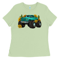 Matcha monster truck with sunflower western Ladies Tee - texasbilliewilder