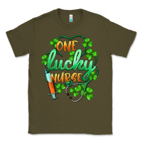 Army Green st.patricks one lucky nurse Classic Tee - BarkalooDesign