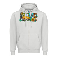 Dove Grey school bus love Zipper Hoodie - NancyCooperArtShop