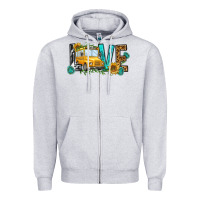 Heather Grey school bus love Zipper Hoodie - NancyCooperArtShop