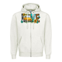 Oatmeal Heather school bus love Zipper Hoodie - NancyCooperArtShop