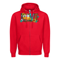 Red school bus love Zipper Hoodie - NancyCooperArtShop
