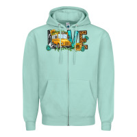 Seafoam school bus love Zipper Hoodie - NancyCooperArtShop