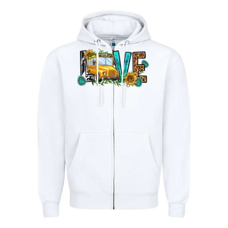 School Bus Love Zipper Hoodie by NancyCooperArtShop | Teevron