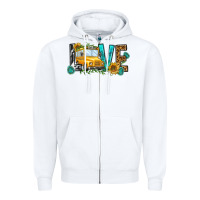 White school bus love Zipper Hoodie - NancyCooperArtShop