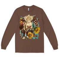 Chestnut Hereford heifer with sunflower and leopard Long Sleeve Tee - LillyAllenDesigns
