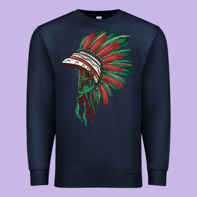American Flag Indian Headdress Premium Sweatshirt Designed By Barkaloodesign