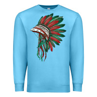 Ocean Blue american flag indian headdress Premium Sweatshirt - BarkalooDesign