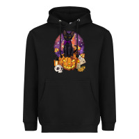 Black halloween black cat pumpkin Heavyweight Hoodie - BarkalooDesign