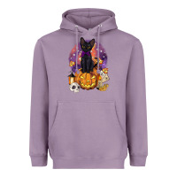Lavender halloween black cat pumpkin Heavyweight Hoodie - BarkalooDesign