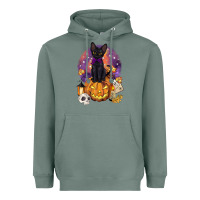 Sage halloween black cat pumpkin Heavyweight Hoodie - BarkalooDesign