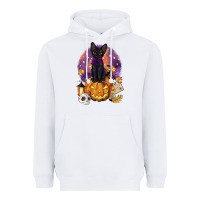 White halloween black cat pumpkin Heavyweight Hoodie - BarkalooDesign