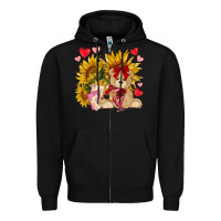 Black valentines day sunflowers with bear hjf Zipper Hoodie - NancyCooperArtShop
