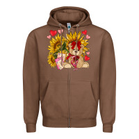 Chestnut valentines day sunflowers with bear hjf Zipper Hoodie - NancyCooperArtShop