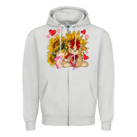 Dove Grey valentines day sunflowers with bear hjf Zipper Hoodie - NancyCooperArtShop