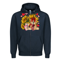 Navy valentines day sunflowers with bear hjf Zipper Hoodie - NancyCooperArtShop